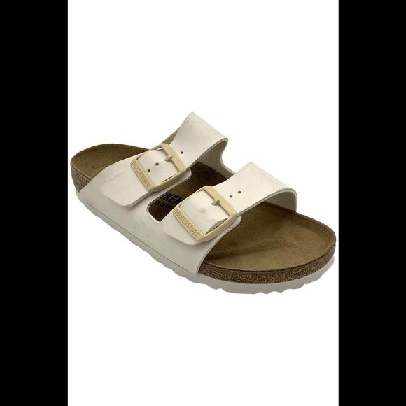 Birkenstock Women's Arizona Embossed Slide Sandal White/Cream - Medium - Picture 1 of 3